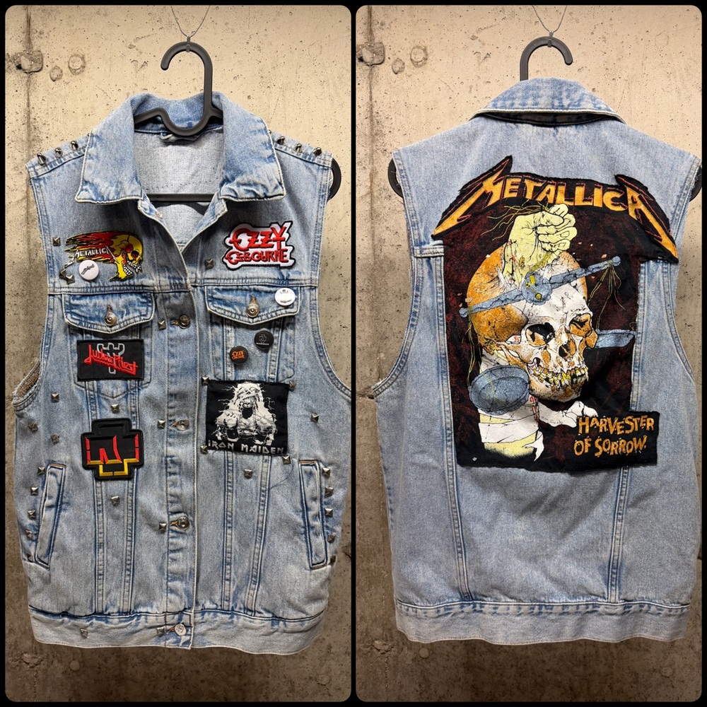 New custom Metallica studded metal battle vest. Ozzy Osbourne, Iron Maiden!